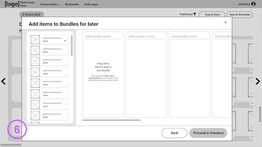 An image showing making a Bundle from checkout in the prototype.