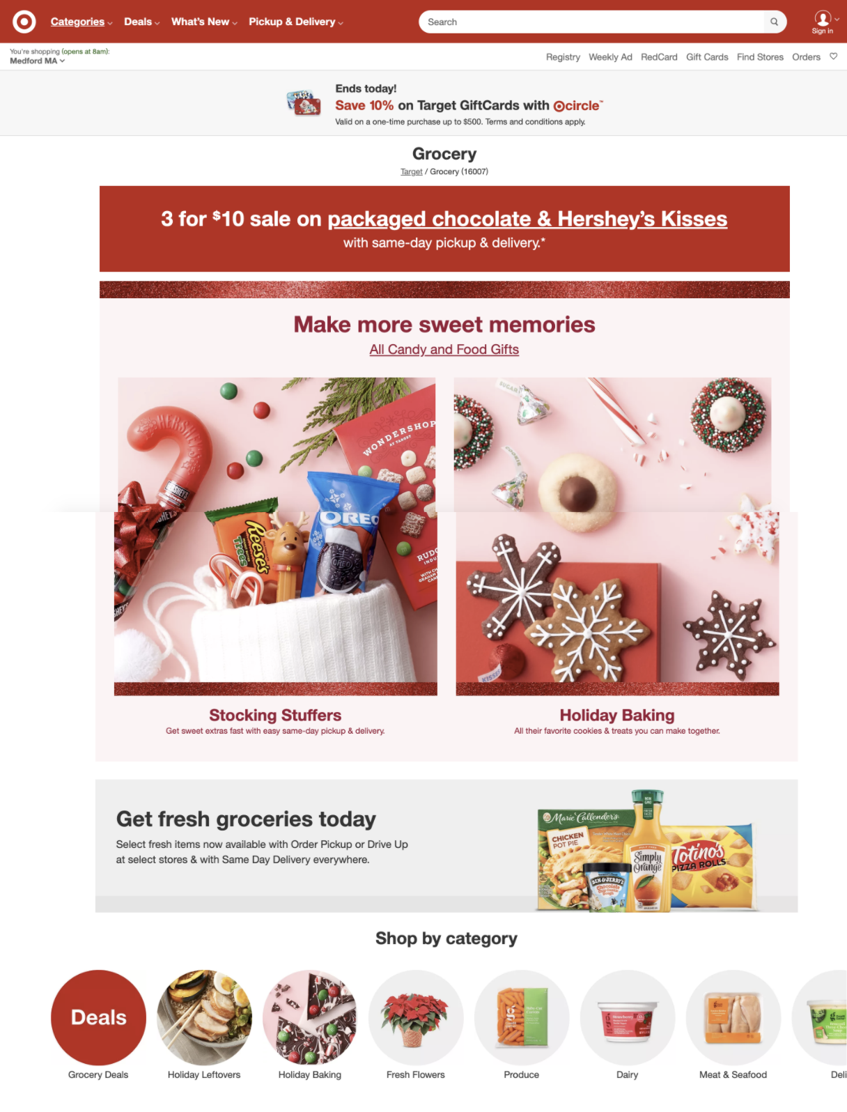 An image showing the homepage of a grocery shopping website.