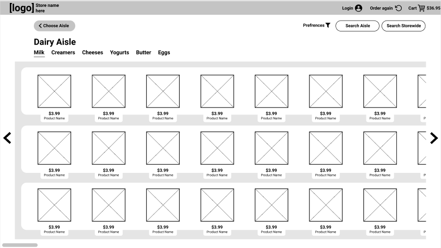 An image showing the aisle view in the old prototype.